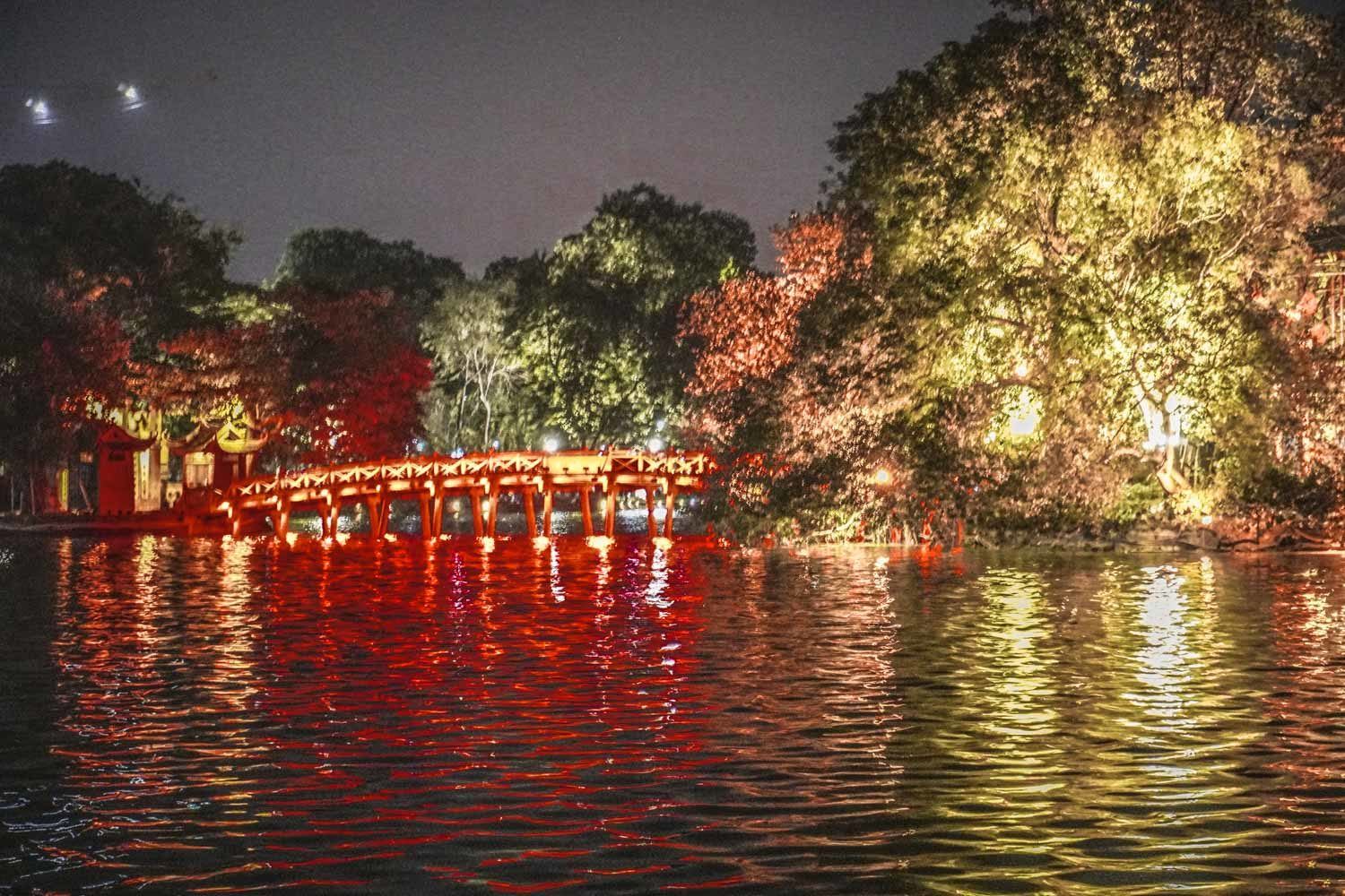 Hoan Kiem Lake Hanoi at Night