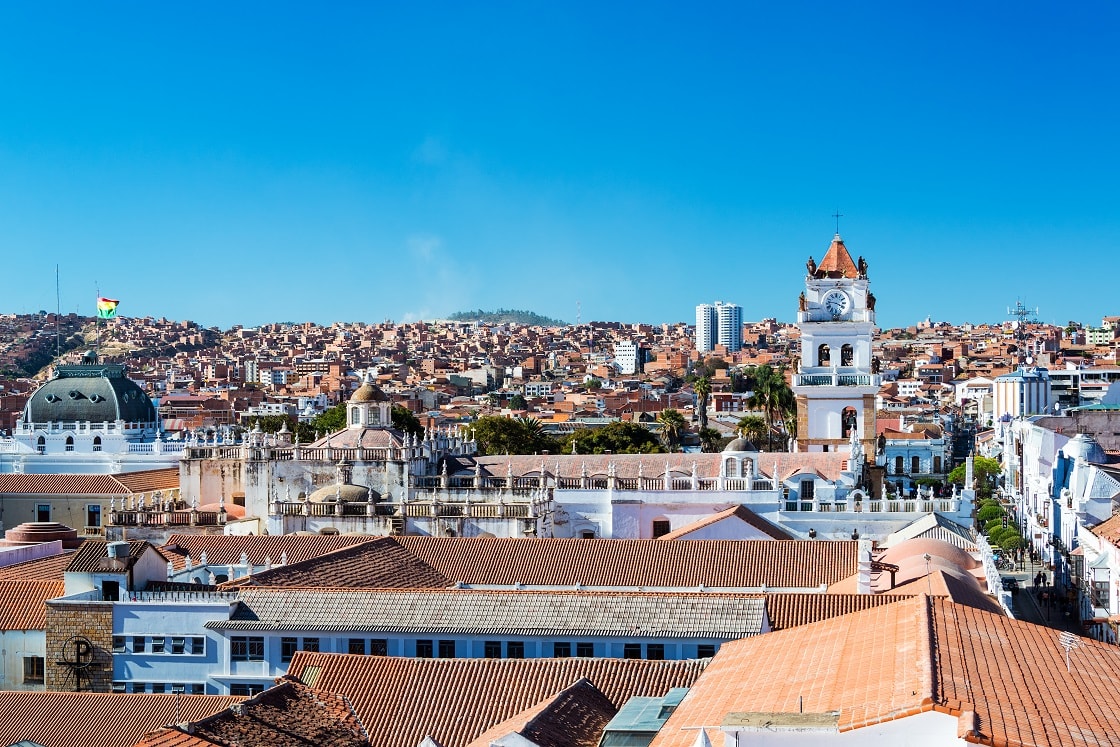 Katedral Kulesi Ile Sucre Bolivya Şehir Manzarası
