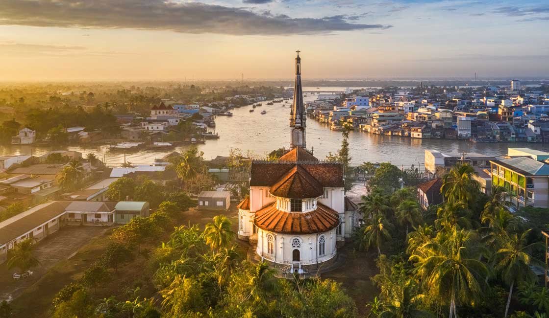 Mekong Deltası'ndaki küçük kasaba