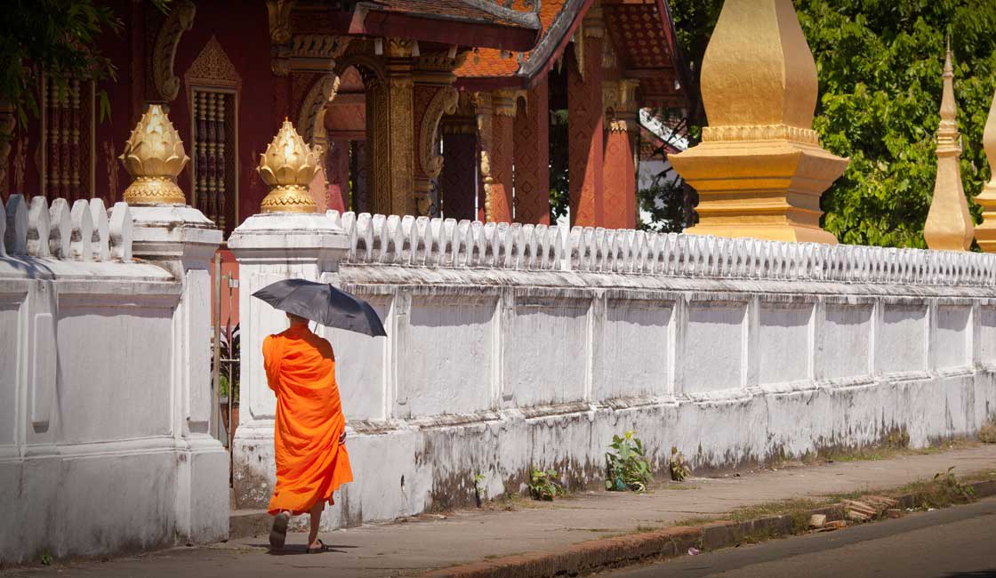A lonely monk in Luang Prabang