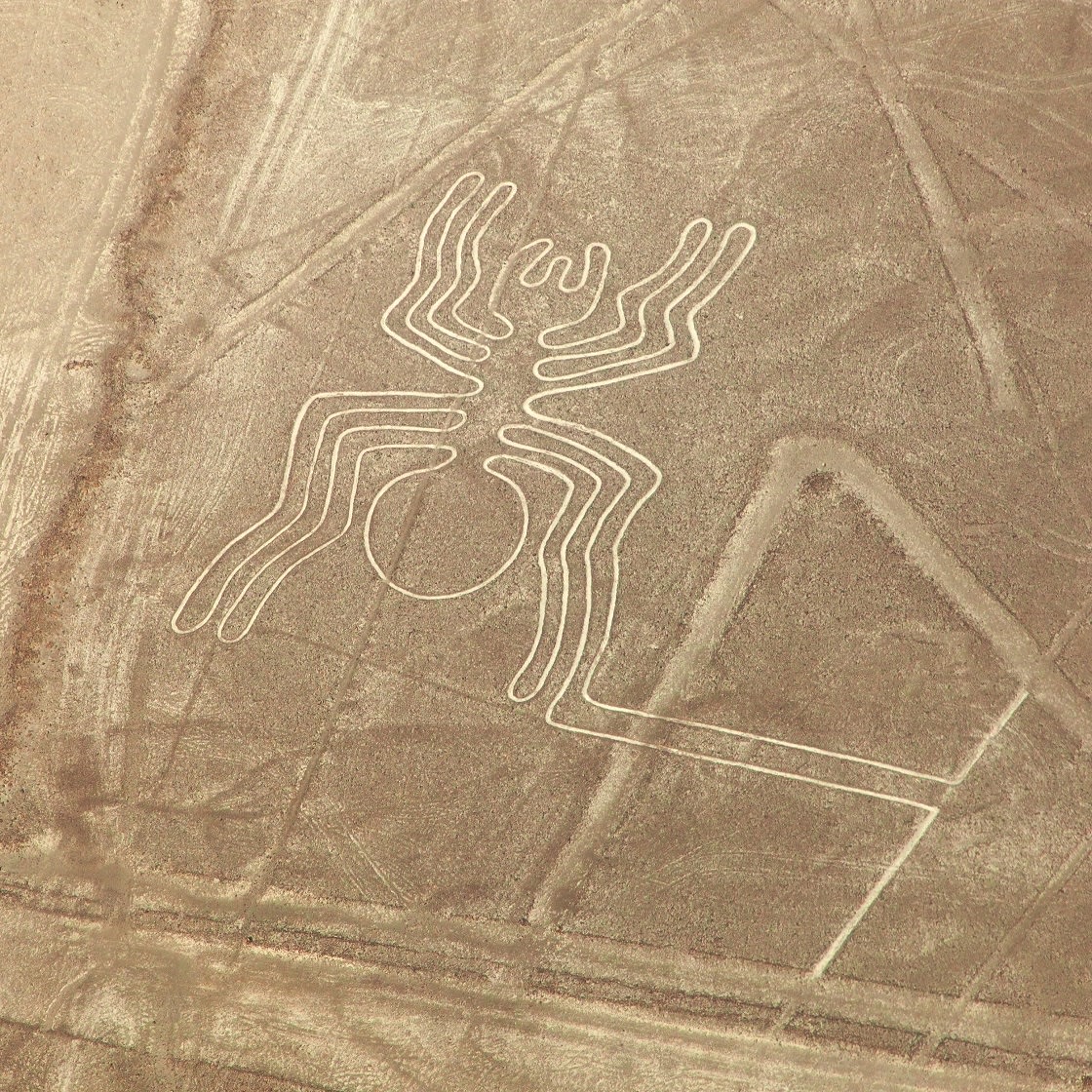 Örümcek Geoglifinin Havadan Görünümü, Nazca Gizemli Çizgiler