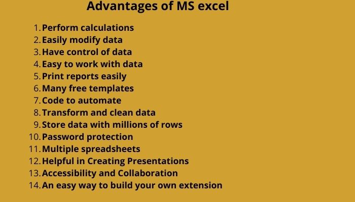 MS Excel'in Avantajları