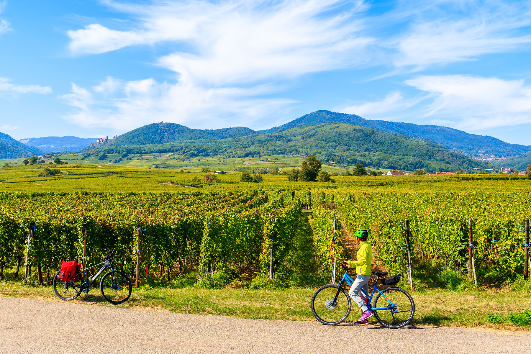 Fransa kırsalındaki bisikletçiler
