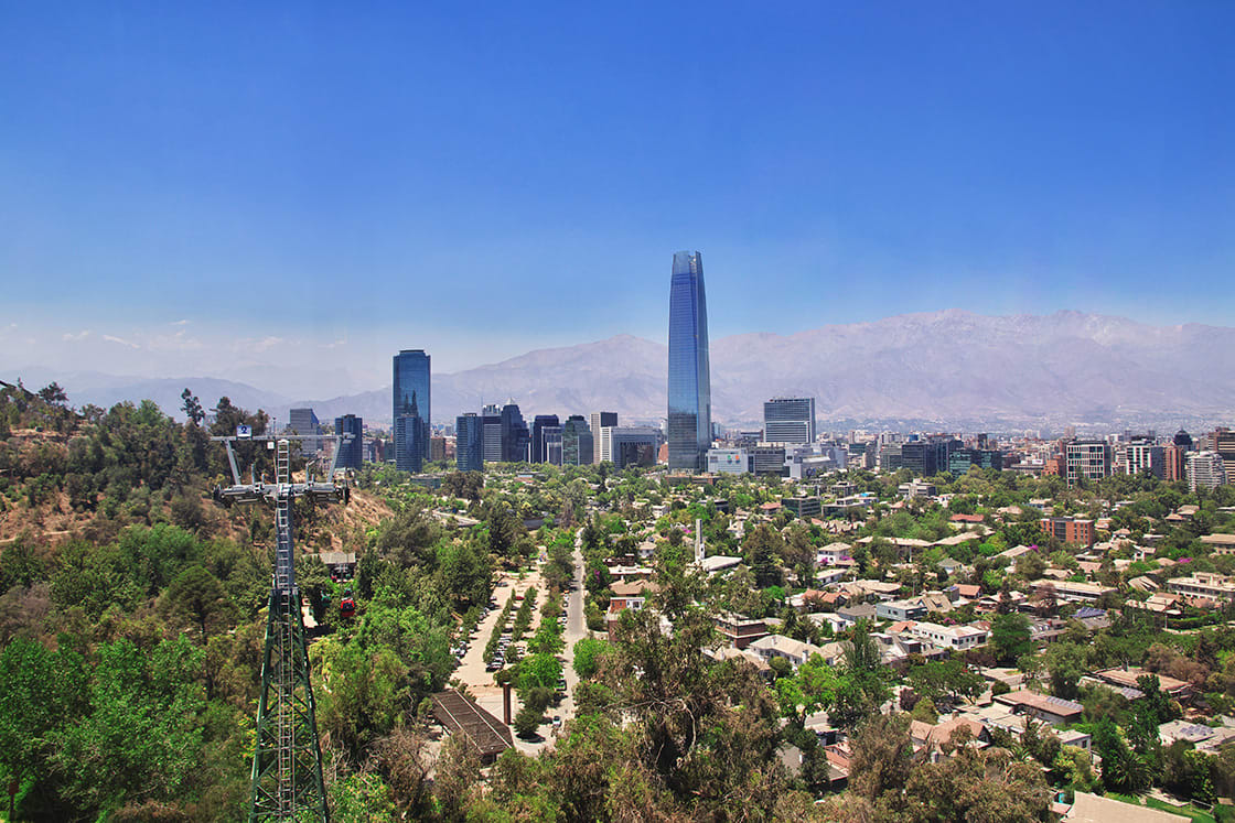 Torre Costanera'nın Panoramik Görünümü, Santiado de Şili