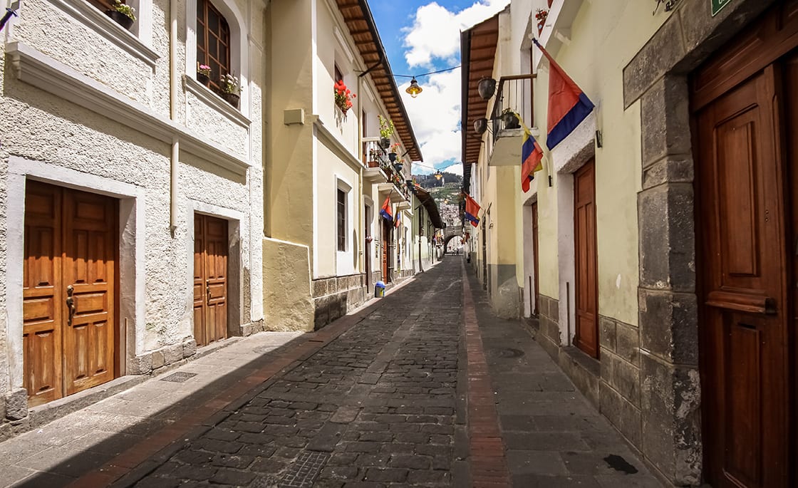 Calle La Ronda Tipik Sömürge, Tarihi Bölge Quito'daki Stre